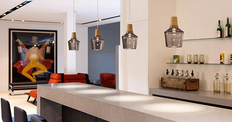 Modern Glass Pendant Light With Wood Accent-3