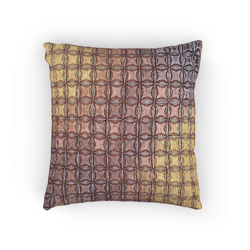 Geometric Woven Pillow | Square Grid Pattern, Textured Boho Throw Pillow-1
