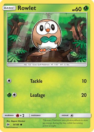 Rowlet 9/149 - SM Base Set Reverse Holofoil-1