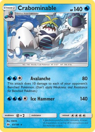 Crabominable 43/149 - SM Base Set Reverse Holofoil-1
