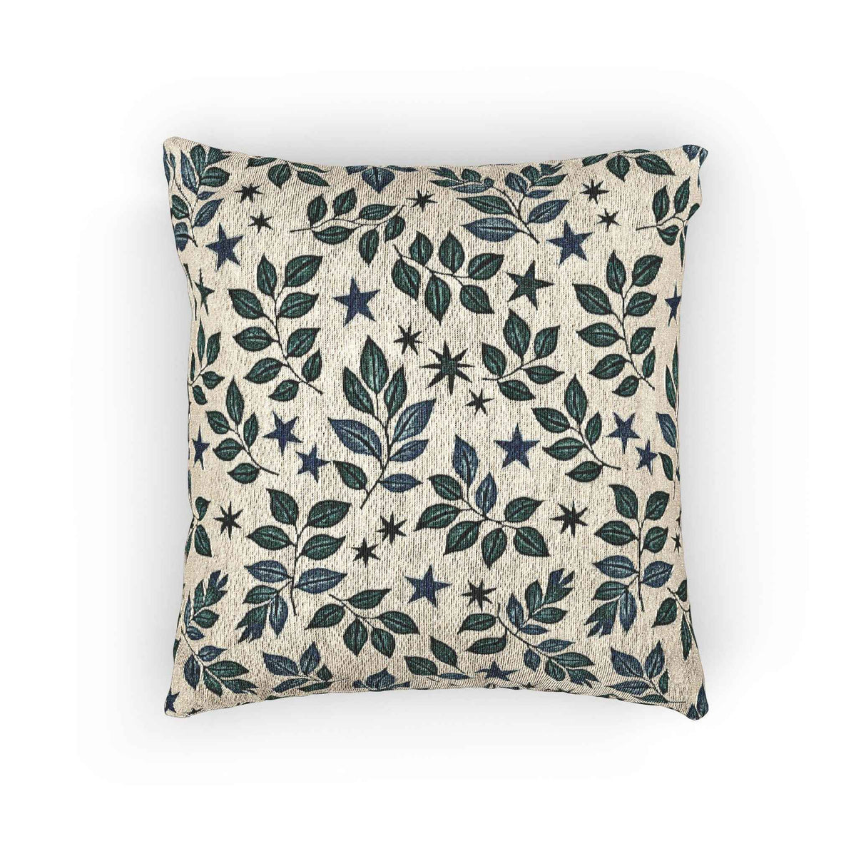 Leaf and Star Pattern Woven Pillow | Botanical Throw Cushion-5