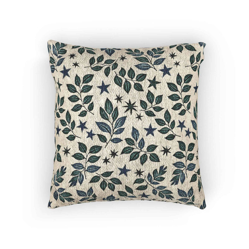 Leaf and Star Pattern Woven Pillow | Botanical Throw Cushion-5