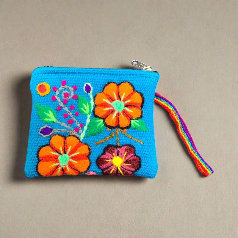 Sky Blue Embroidered Handmade Coin Purse-1