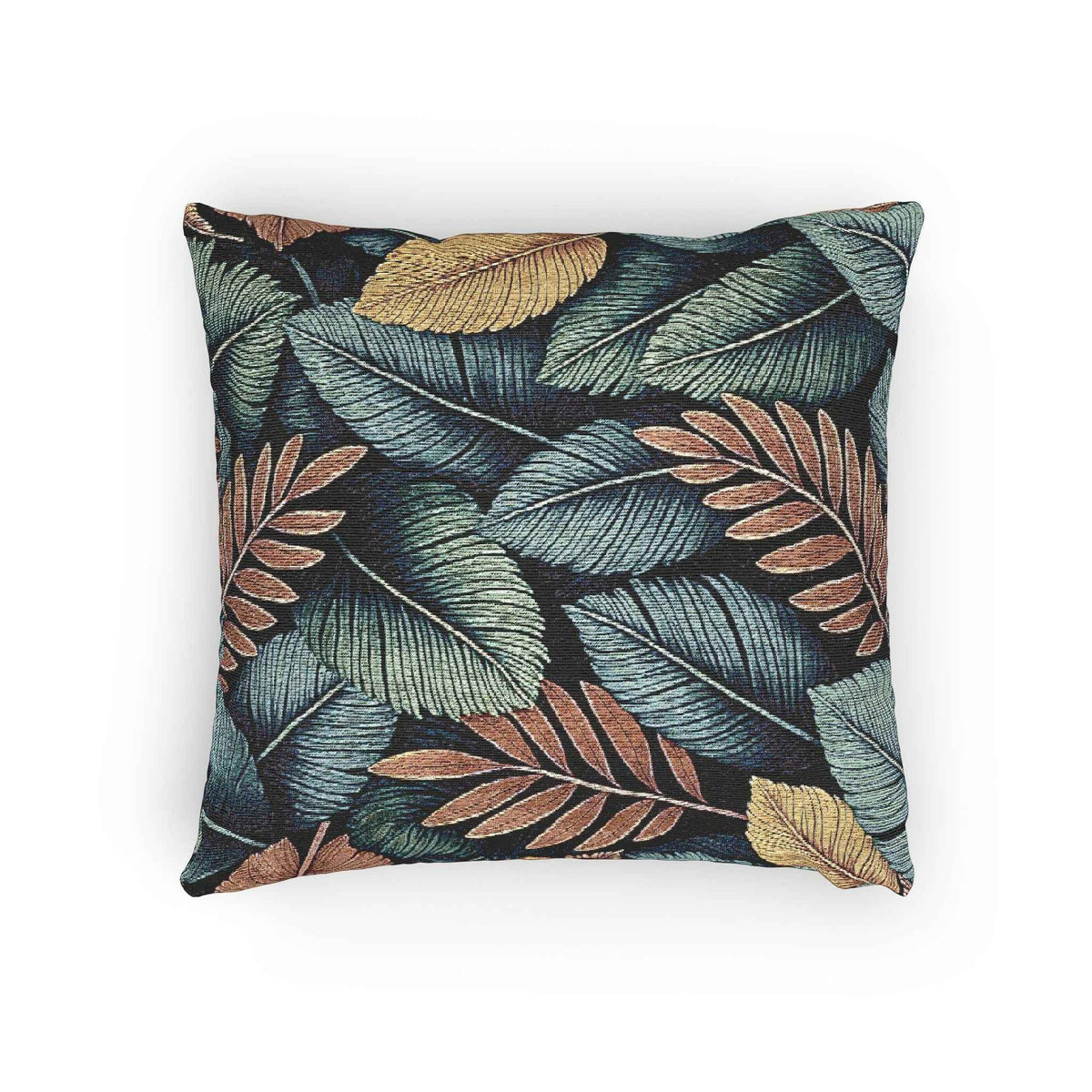 Tropical Leaf Pattern Woven Pillow | Botanical Throw Pillow, Textured Tapestry Design-7