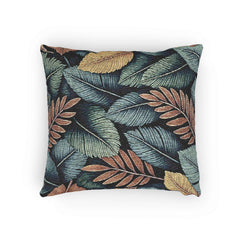 Tropical Leaf Pattern Woven Pillow | Botanical Throw Pillow, Textured Tapestry Design-7