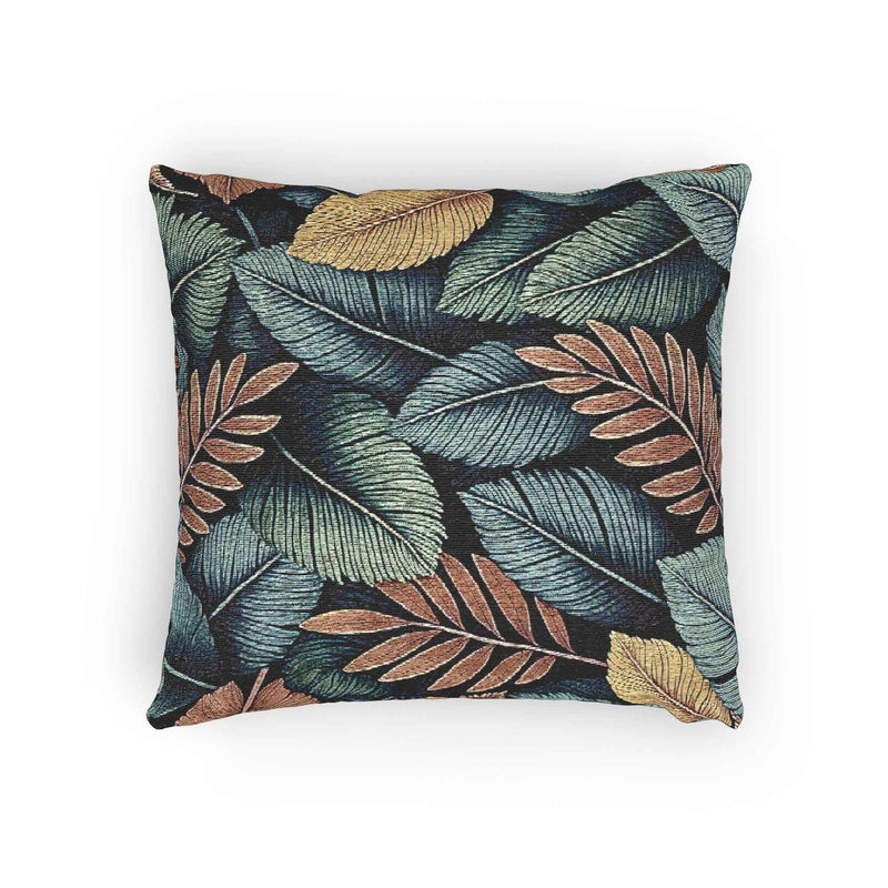Tropical Leaf Pattern Woven Pillow | Botanical Throw Pillow, Textured Tapestry Design-7