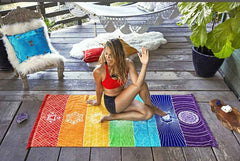 Printed Bath Towel Tassel Yoga Mat – Colorful Multi-Purpose Fitness Towel-2