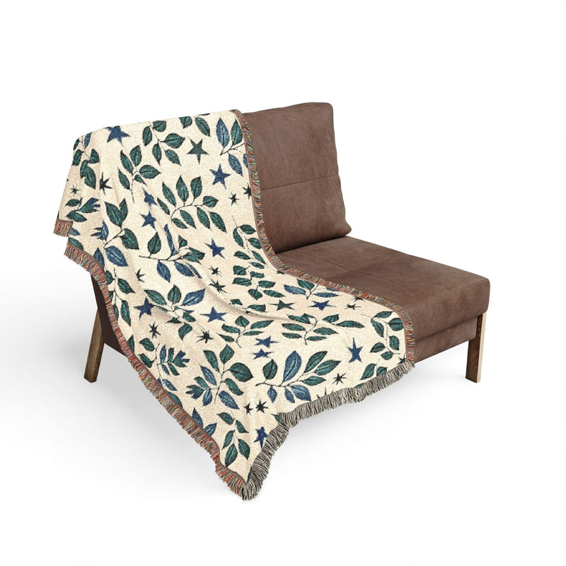 Botanical Star Woven Blanket — Reversible Leaf & Star Pattern Throw-9
