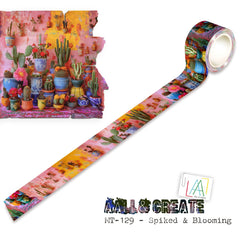 AALL and Create - Rouleau de masking tape 25mm x 10m - Spiked & Blooming (Superposez les motifs !)-1