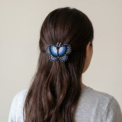 Light Blue Butterfly Beaded Barrette-3