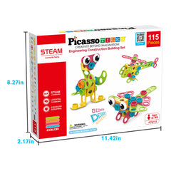 PicassoTiles - PicassoTiles 115pc Engineering Construction Set - Ages 3+-7