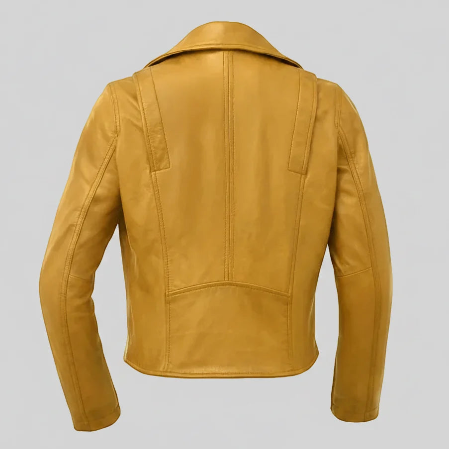 Women’s Lightweight Leather Fashion Jacket | Soft Naked Cowhide Casual Moto Style-7