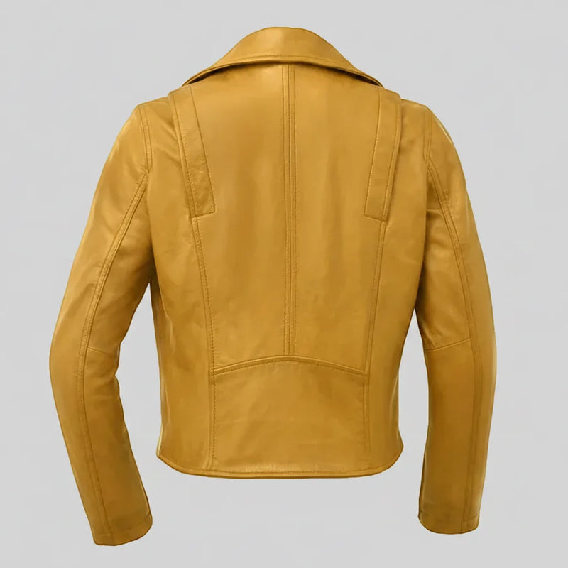 Women’s Lightweight Leather Fashion Jacket | Soft Naked Cowhide Casual Moto Style-7