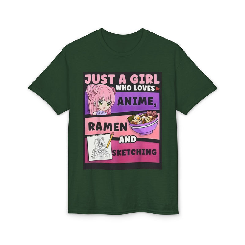 "Just a Girl Who Loves Anime Ramen and Sketching" T-Shirt-8
