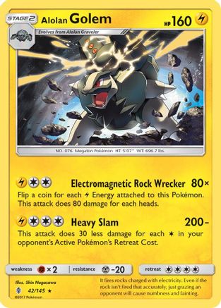 Alolan Golem 42/145 - SM  Guardians Rising Reverse Holofoil-1