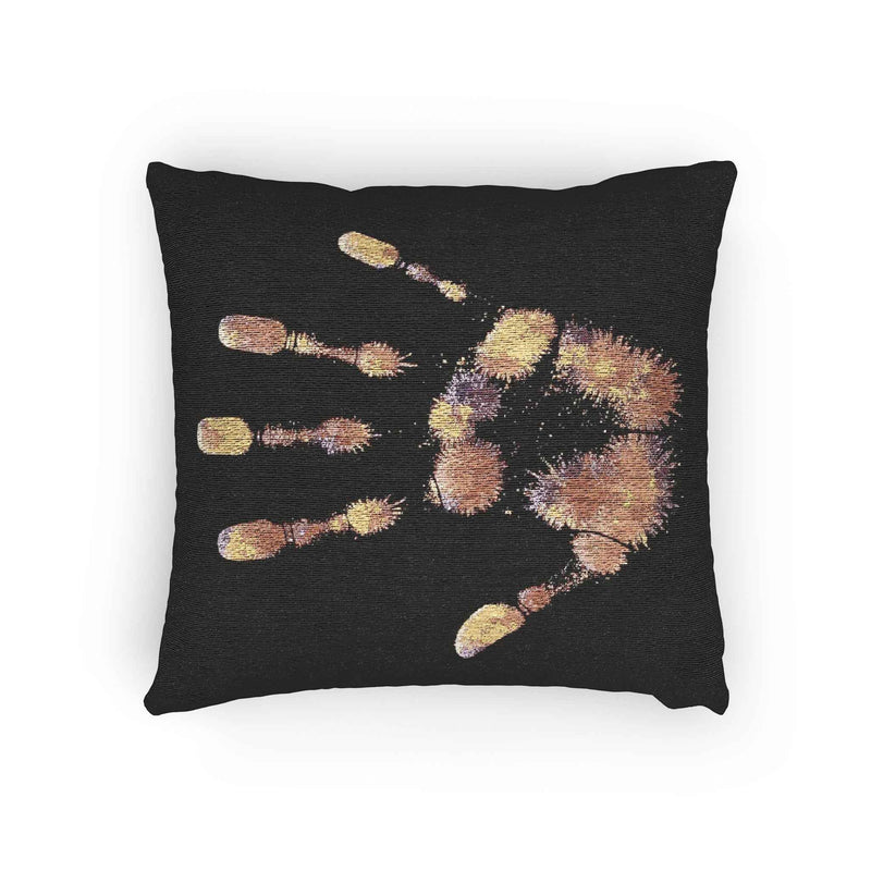 Metallic Handprint Woven Pillow | Boho Accent Throw Pillow-8