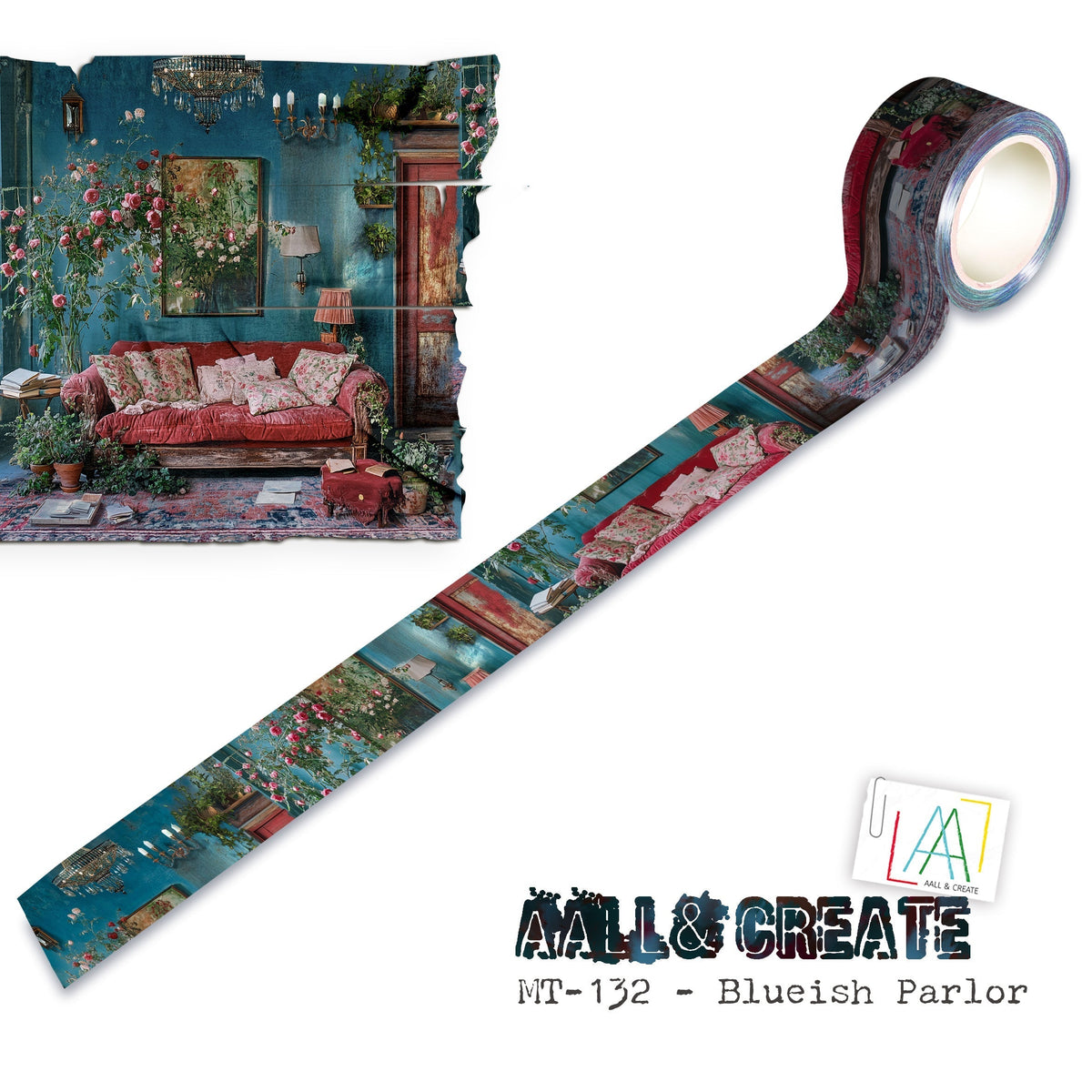 AALL and Create - Rouleau de Masking Tape 25mm x 10m - Blueish Parlor (Layer-It-Up !)-1