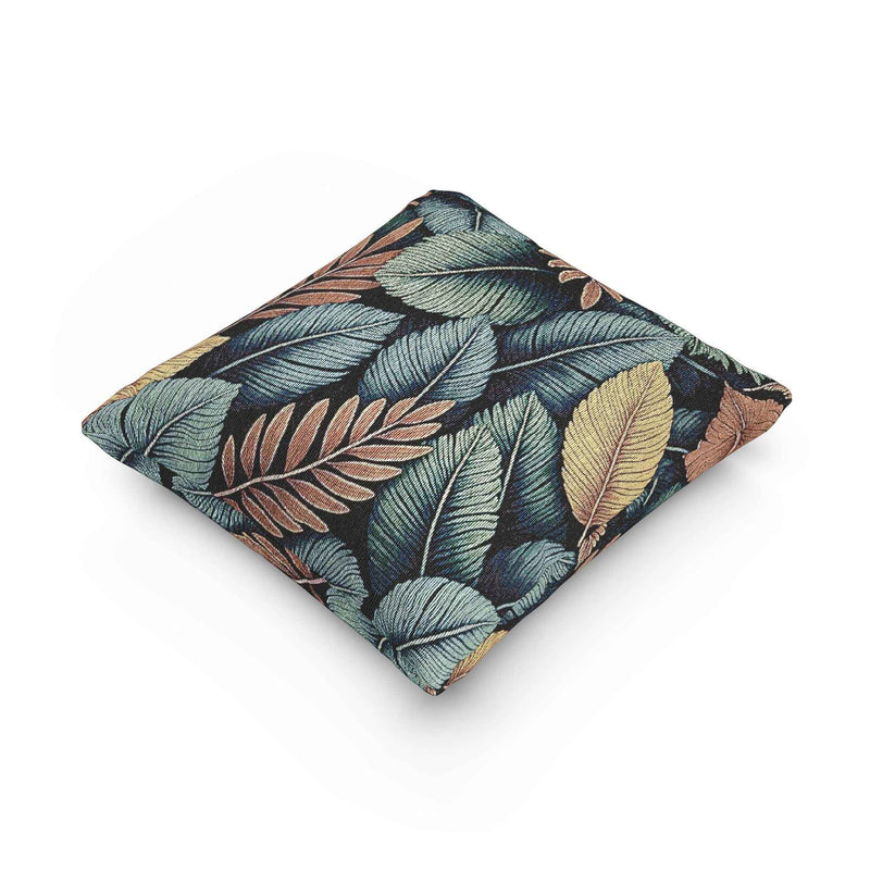 Tropical Leaf Pattern Woven Pillow | Botanical Throw Pillow, Textured Tapestry Design-8