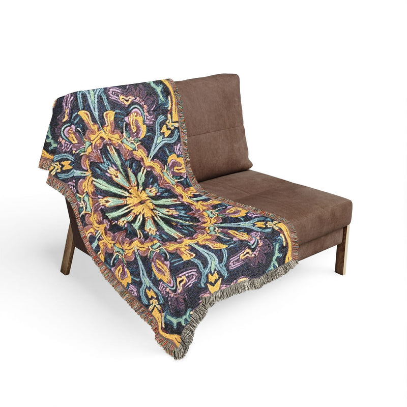 Bohemian Mosaic Woven Blanket — Vintage Tile Medallion Blanket Throw-10