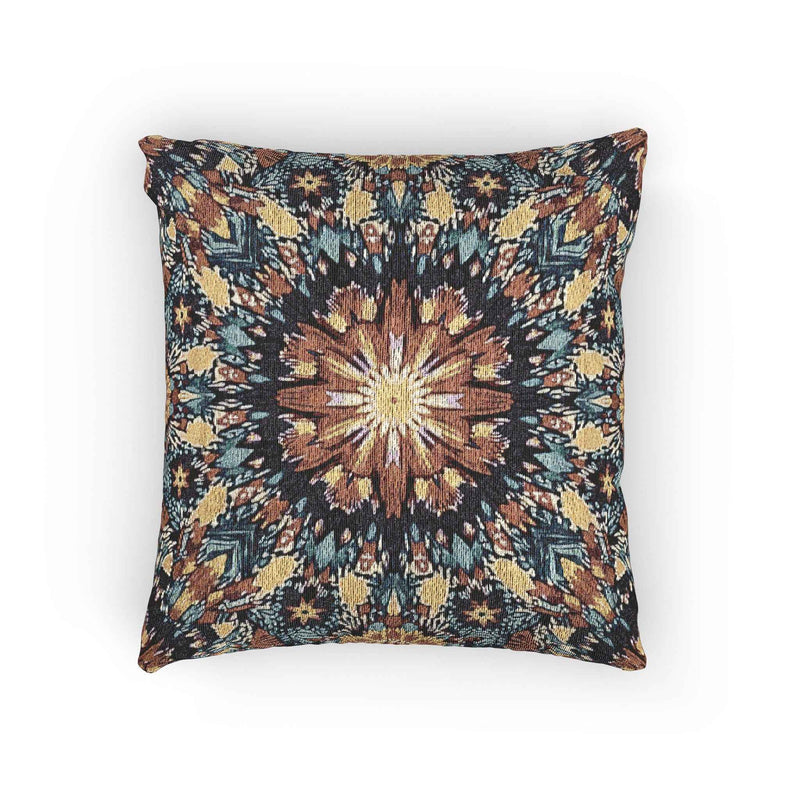 Geometric Mandala Woven Pillow | Boho Mosaic Throw Pillow-1