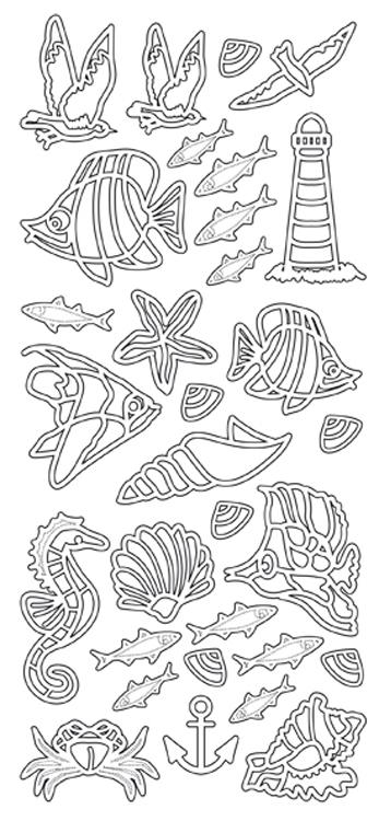 Peel-Off Stickers - Fish/Sealife/Shells-1