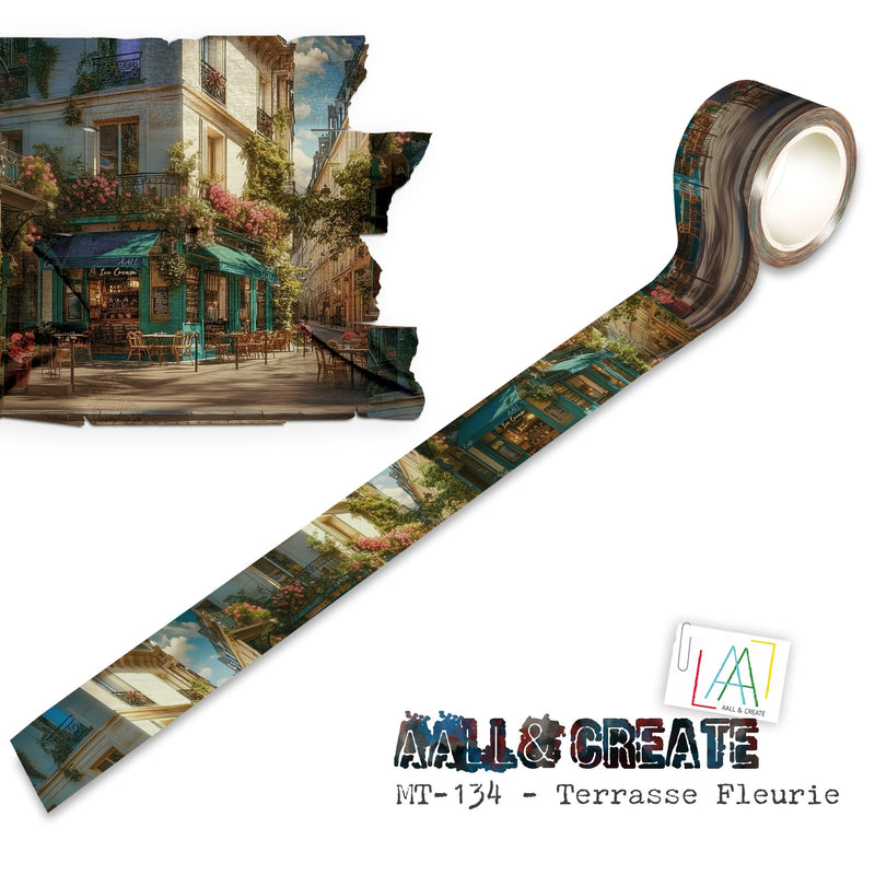 AALL and Create - Rouleau de masking tape 25 mm x 10 m - Terrasse Fleurie (Layer-It-Up !)-1