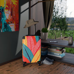 Colorful Tropical Feather Suitcase - Vibrant Travel Luggage-1