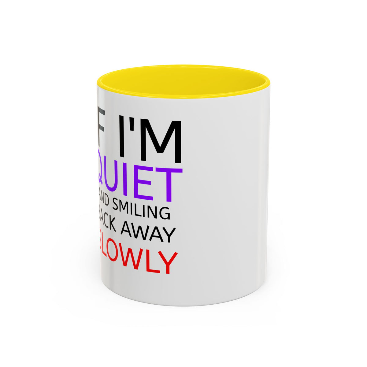 If I'm Quiet Smiling Back Away Slowly Mug | Accent Coffee Mug, Black Handle-7