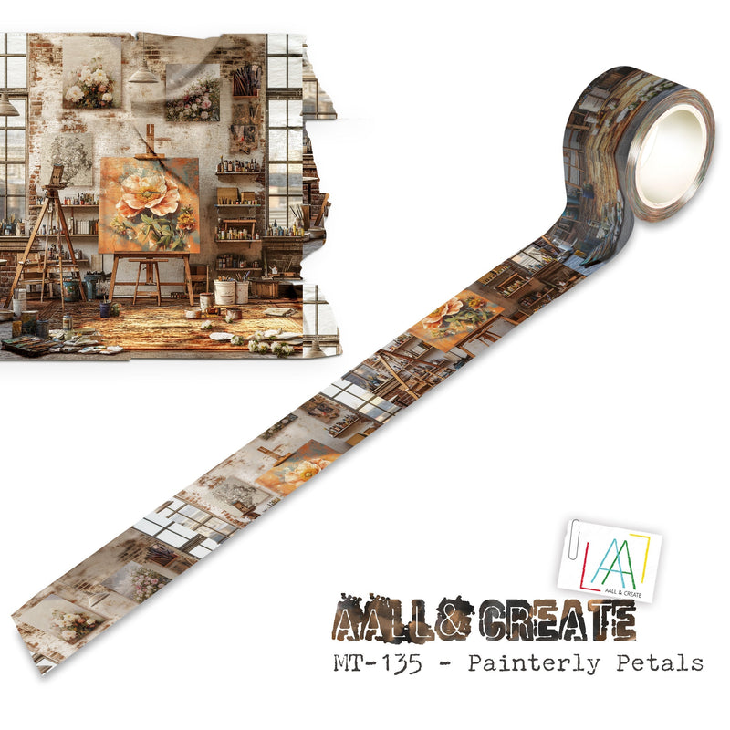 AALL and Create - Rouleau de Masking Tape 25 mm x 10 m - Painterly Petals (Superposition !)-1