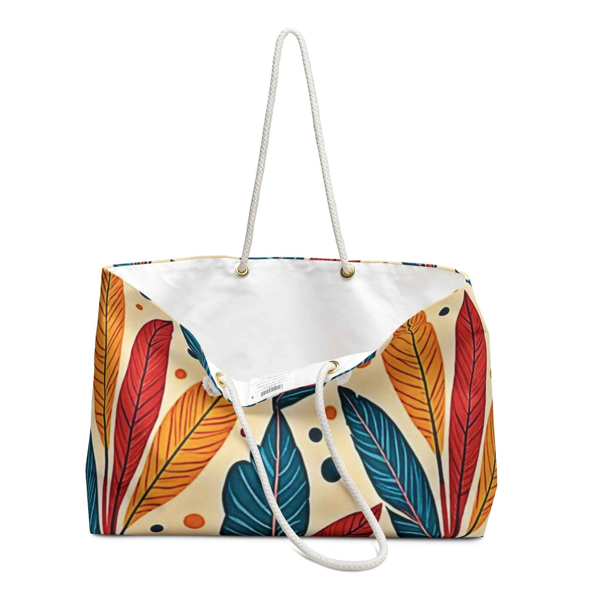 Colorful Tropical Leaves Weekender Bag | Boho Beach Large Tote bag-3