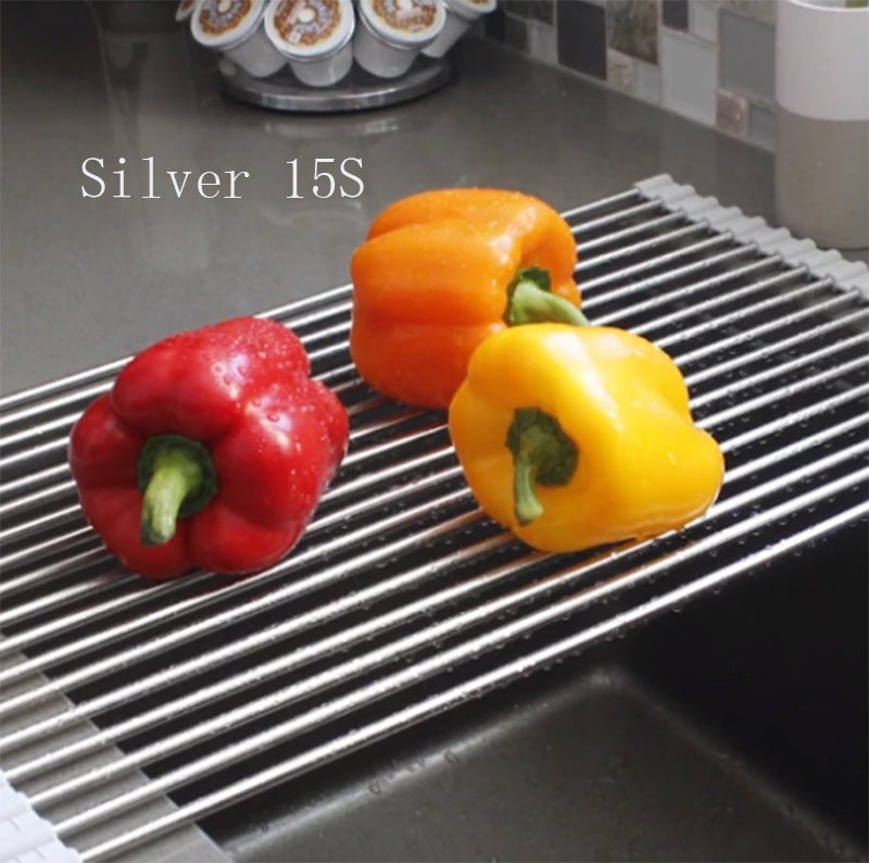 Folding Kitchen Drain Sink Rack Stainless Steel-25