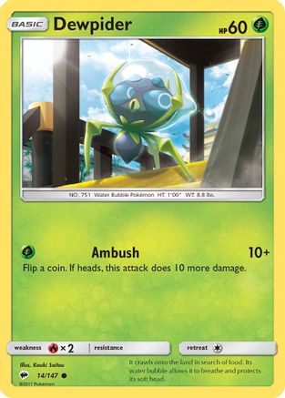 Dewpider 14/147 - SM  Burning Shadows Reverse Holofoil-1