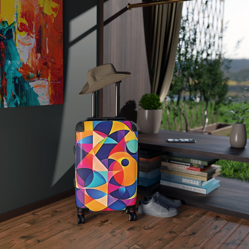 Colorful Geometric Suitcase Cover — Bright Abstract Travel Luggage Protector-1