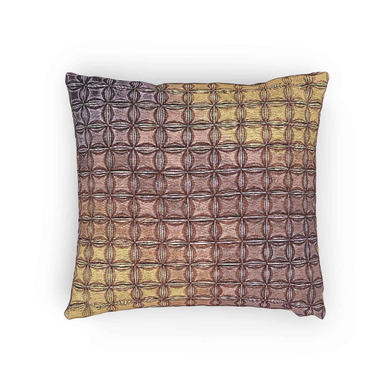 Geometric Woven Pillow | Square Grid Pattern, Textured Boho Throw Pillow-9