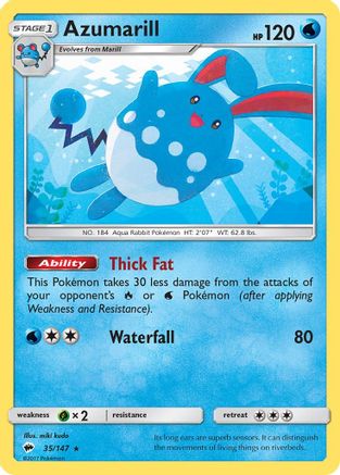 Azumarill 35/147 - SM  Burning Shadows Reverse Holofoil-1