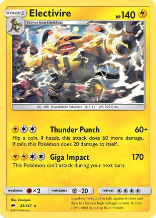 Electivire/147 - SM  Burning Shadows