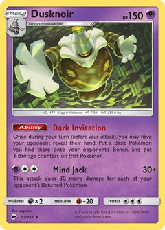 Dusknoir 53/147 - SM  Burning Shadows Reverse Holofoil-1