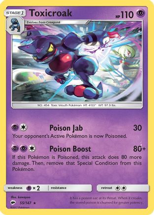 Toxicroak 55/147 - SM  Burning Shadows Reverse Holofoil-1