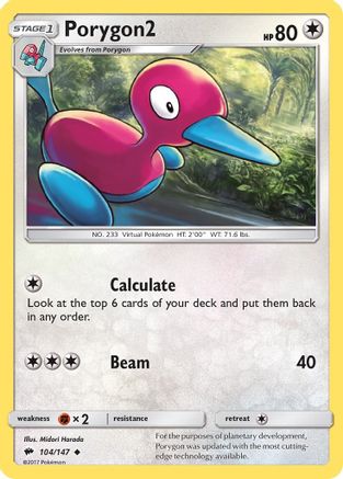Porygon2 104/147 - SM  Burning Shadows Reverse Holofoil-1
