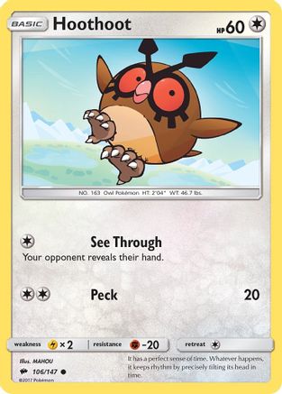 Hoothoot 106/147 - SM  Burning Shadows Reverse Holofoil-1