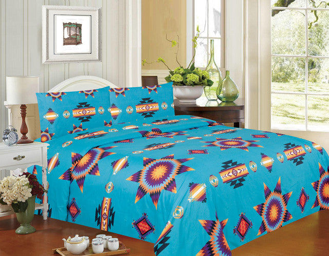 Turquoise Super Soft Sheet Set – Starburst Design-1