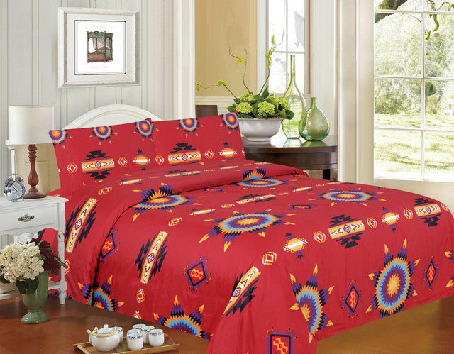 Burgundy Super Soft Sheet Set – Starburst Design-1