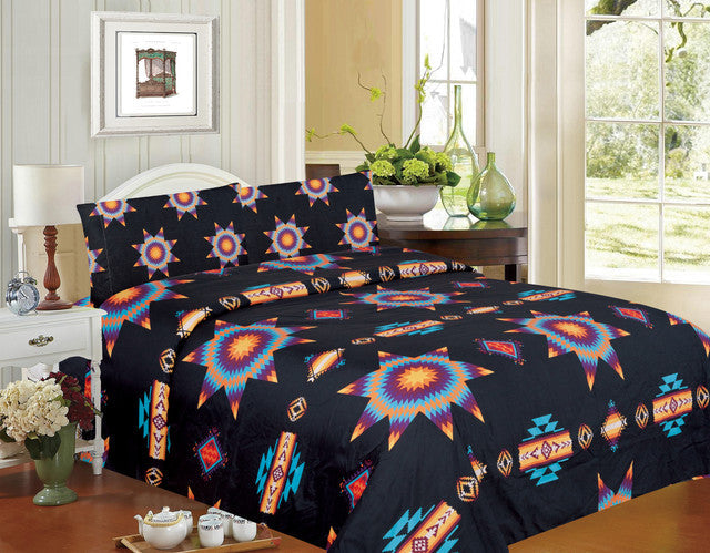 Black Super Soft Sheet Set – Starburst Design-1