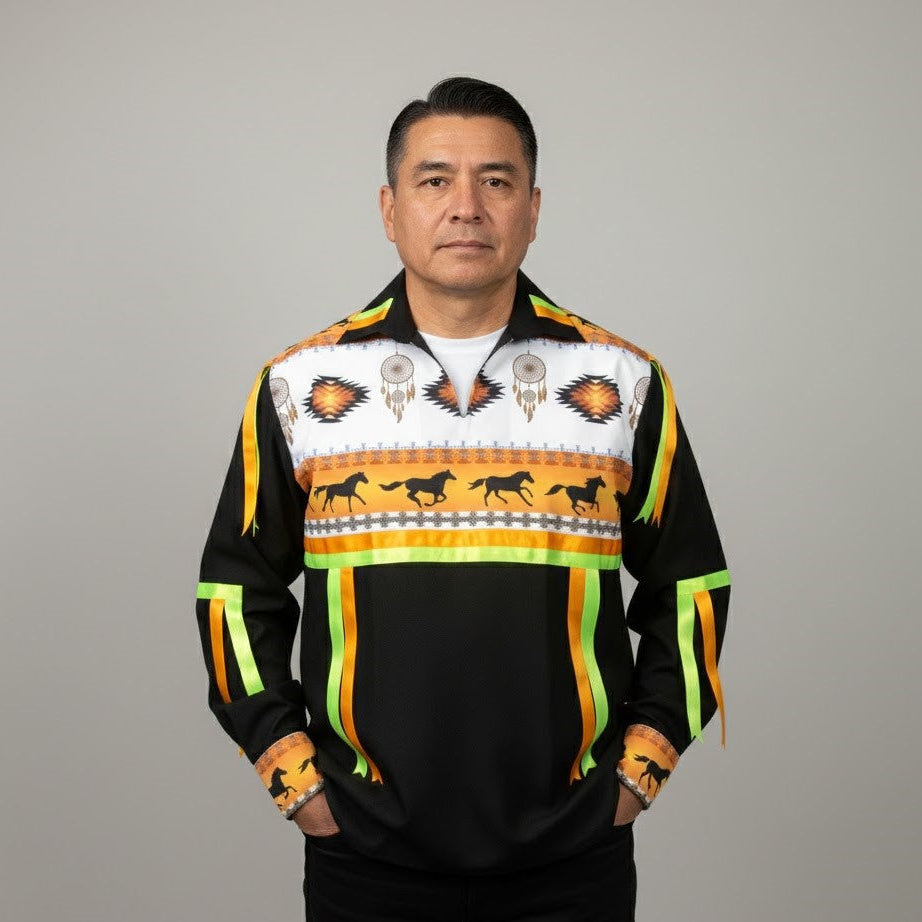 Ribbon Shirt with Horses-3
