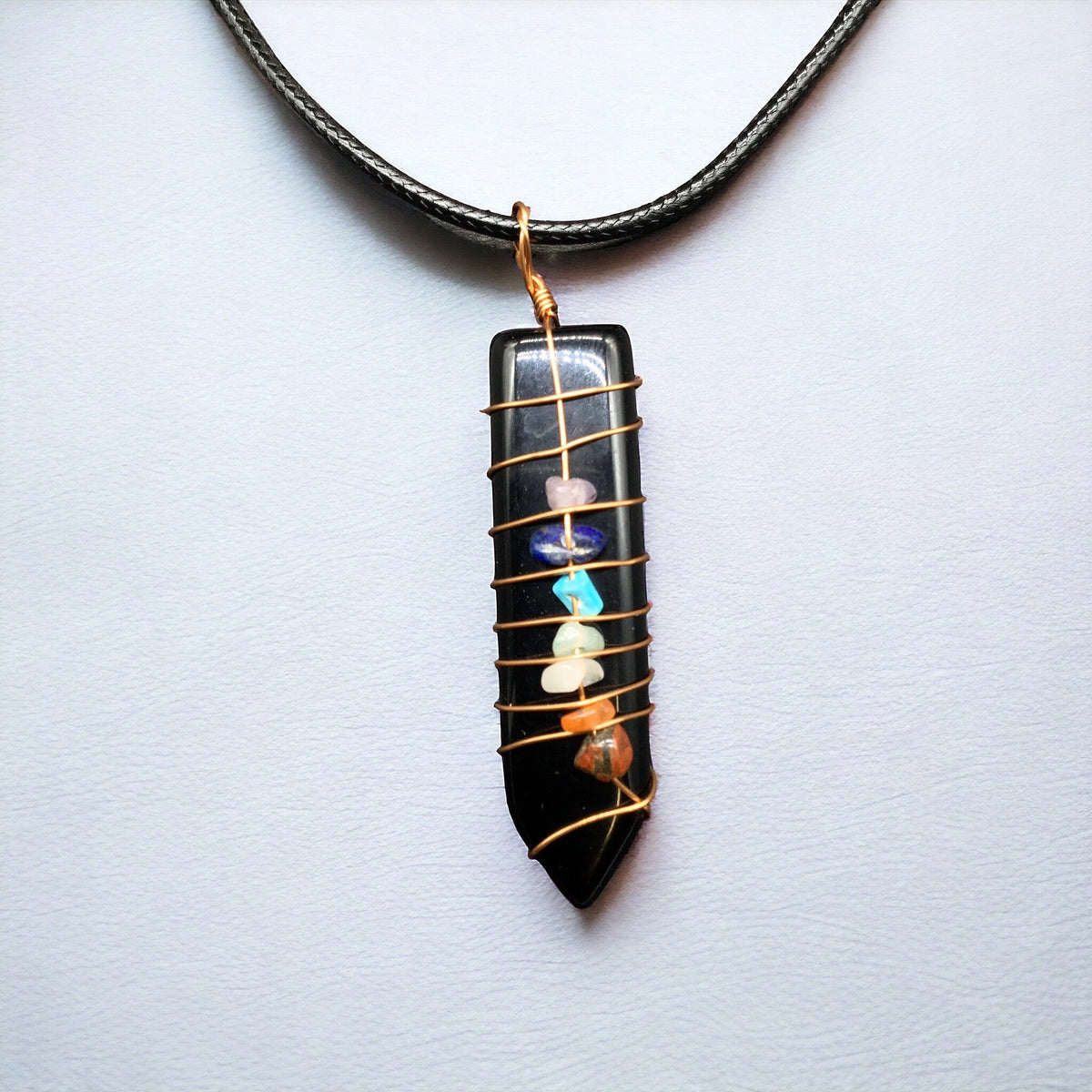 Natural Sword Chakra Unisex Black Pendant-2