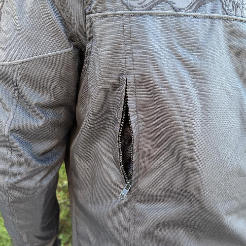 Open Road Men's Reflective Skull Cordura Motorcycle Jacket-5