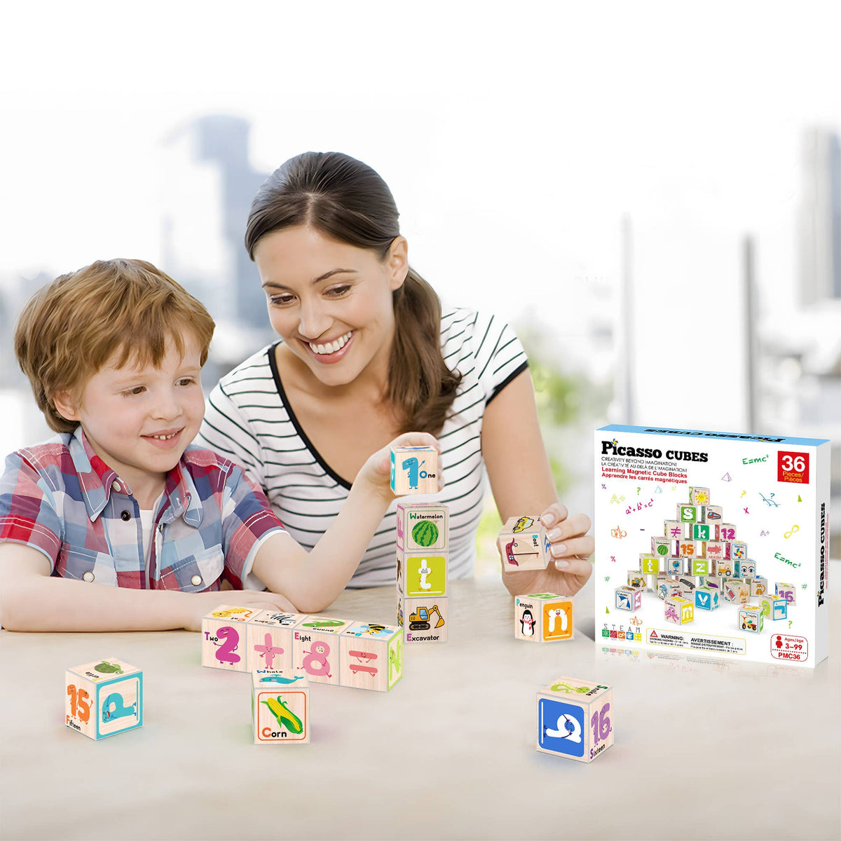 PicassoTiles 36pc 1" Magnetic Cubes Set - Ages 3+-2