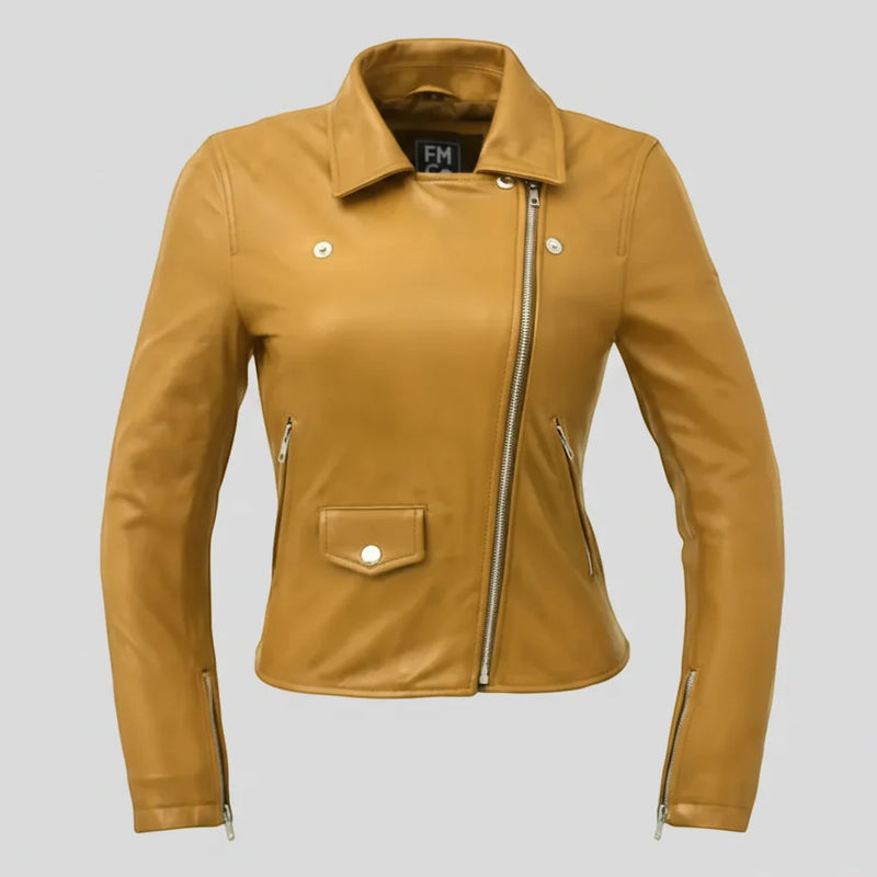 Women’s Lightweight Leather Fashion Jacket | Soft Naked Cowhide Casual Moto Style-8