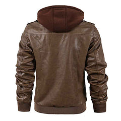 Men's Motorcycle-Style PU Leather Jacket-2