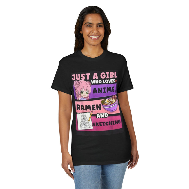 "Just a Girl Who Loves Anime Ramen and Sketching" T-Shirt-23
